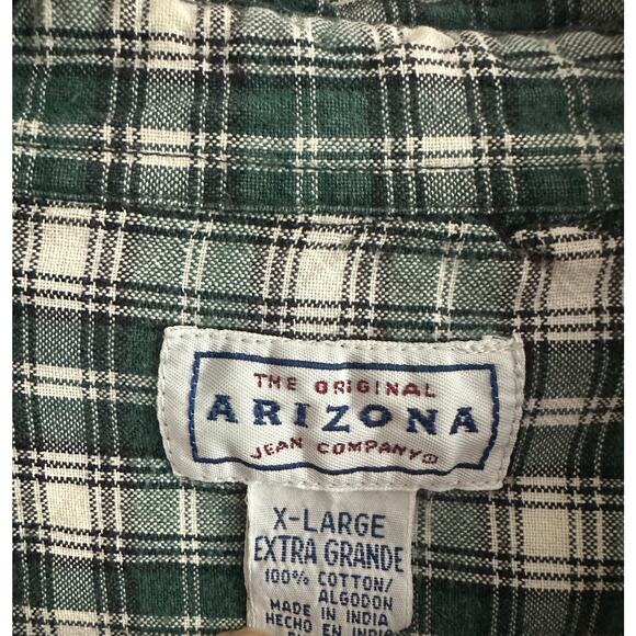 ARIZONA JEAN COMPANY Vintage Green Plaid Flannel Button Down Shirt - Women’s XL - Picture 5 of 5